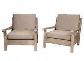 PAIR OF TEAK PATIO CHAIRSPair