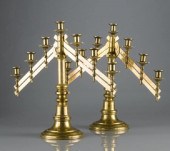 PAIR OF TELESCOPIC BRASS CANDE