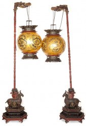 Pair of Temple Floor LanternsQ