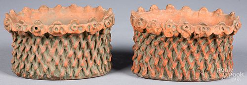 PAIR OF TERRA COTTA BASKET