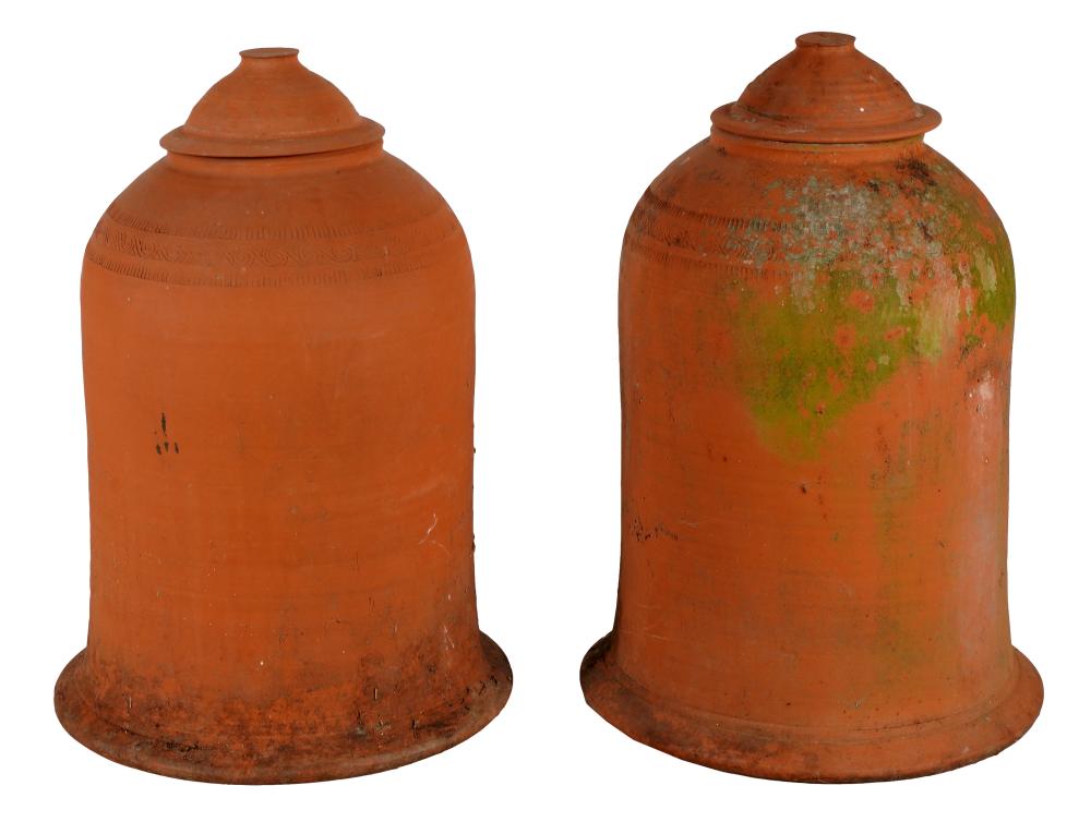 PAIR OF TERRACOTTA GARDEN DOMESeach
