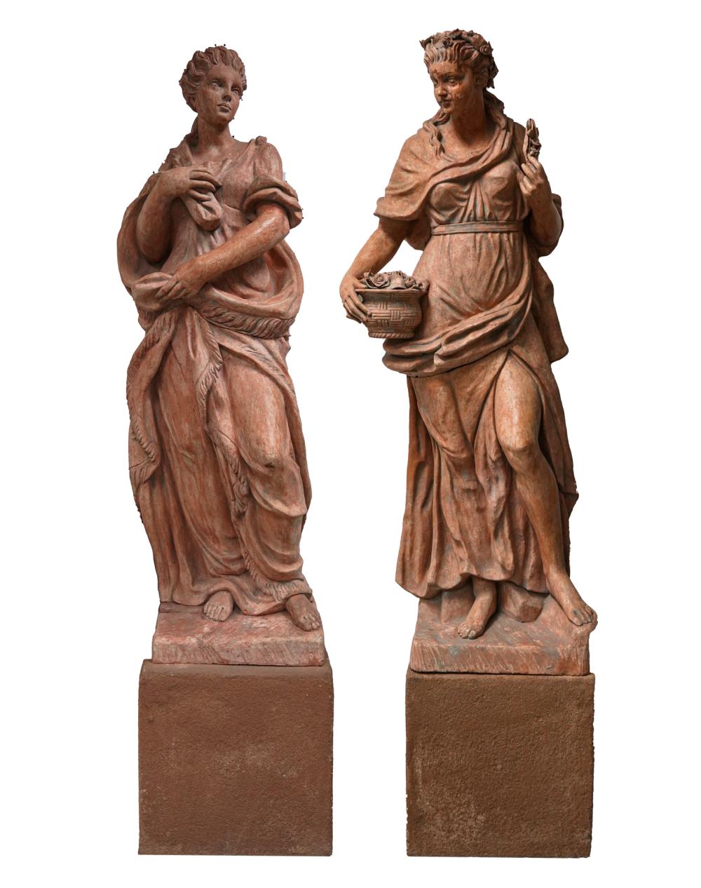 PAIR OF TERRACOTTA STATUESeach