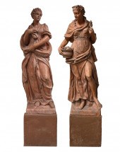 PAIR OF TERRACOTTA STATUESeach