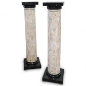 PAIR OF TESSELLATED MARBLE COL