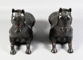 PAIR OF THAI BRONZE MODELS OF
