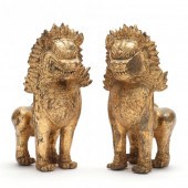 PAIR OF THAI GILT BRONZE SINGH