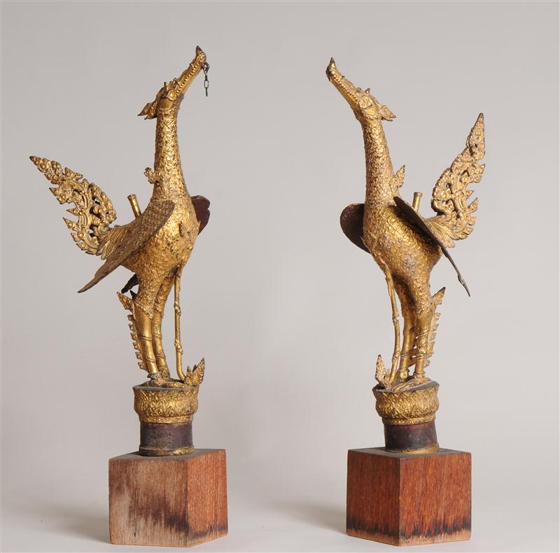 PAIR OF THAI GILT-METAL BIRD