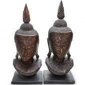 PAIR OF THAI GILT WOOD BUDDHA