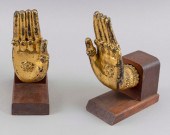 PAIR OF THAI HAND-FORM GILT BO