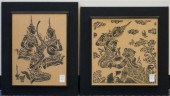 PAIR OF THAI TEMPLE RUBBINGS,