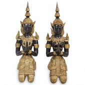 PAIR OF THAI TWO TONE BRONZE B