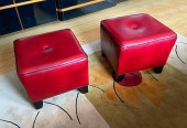 PAIR OF THOMASVILLE RED LEATHE