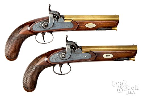 PAIR OF THOMPSON BRASS BARREL