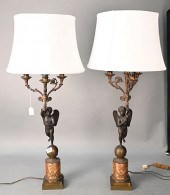 PAIR OF THREE LIGHT CANDELABRA
