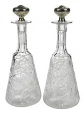 PAIR OF TIFFANY GLASS AND STER