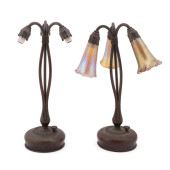 PAIR OF TIFFANY STUDIOS 3-LIGH