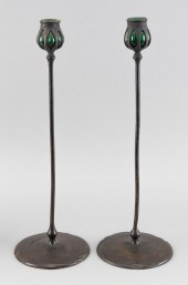 PAIR OF TIFFANY STUDIOS BRONZE