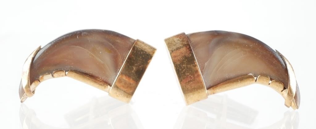 PAIR OF TIGER CLAW 14K GOLD
