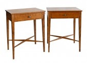 PAIR OF TIGER MAPLE ONE DRAWER
