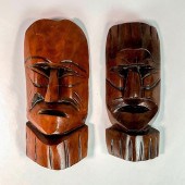 PAIR OF TIKI HAND CARVED WOODE