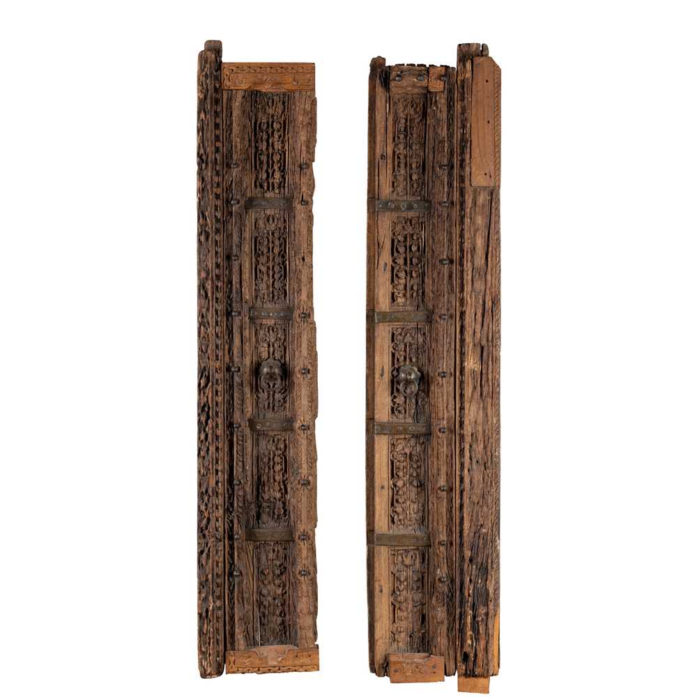 PAIR OF TIMURID CARVED WOOD DOORS