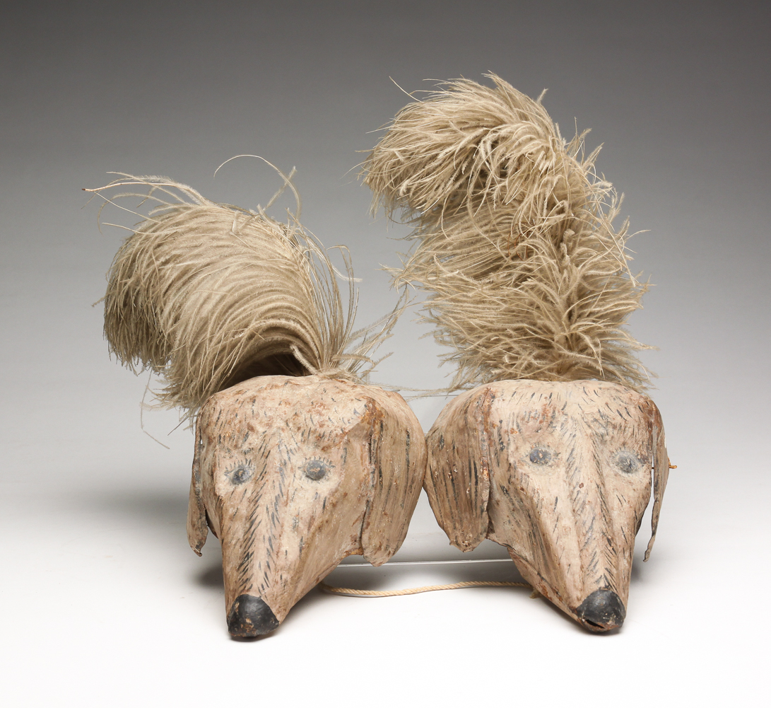 PAIR OF TIN DOG HEAD WALL
