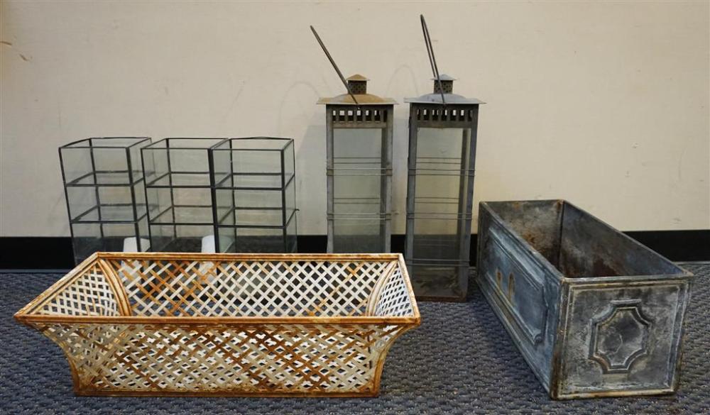PAIR OF TIN LANTERNS, THREE