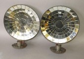 PAIR OF TIN MIRROR BACKED WALL