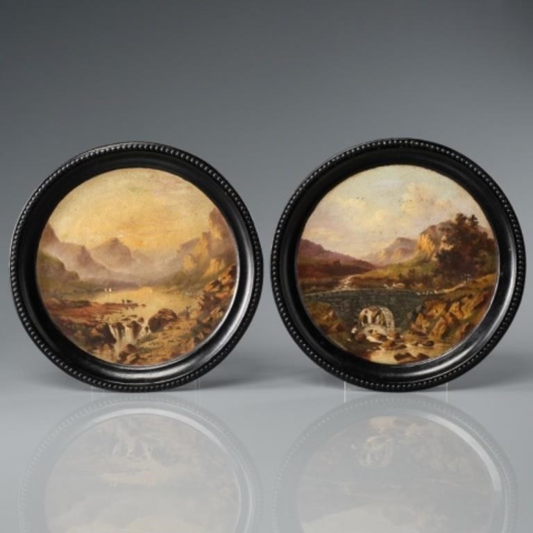 PAIR OF TOLE PAINTED TIN TRAYSA