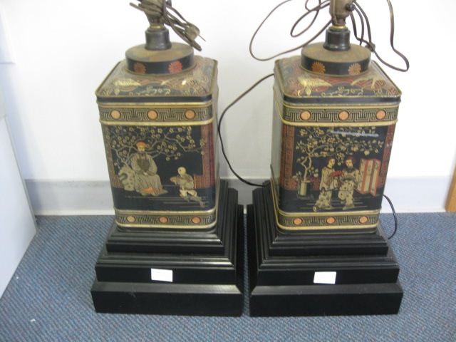 Pair of Tole Style Tin Tea