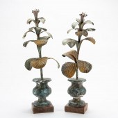 PAIR OF TOLE TOPIARIES IN FAUX