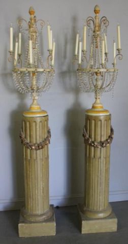 Pair of Tole & Wood Lamps and