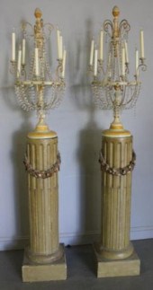 Pair of Tole & Wood Lamps and