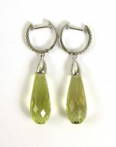 PAIR OF TOPAZ, DIAMOND AND FOU