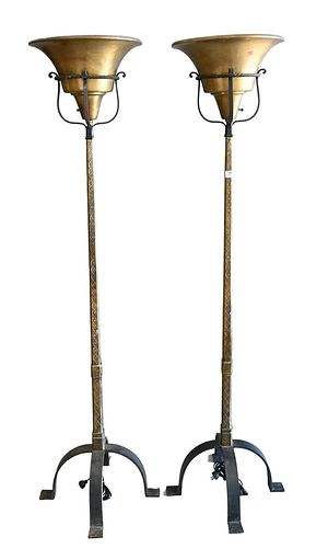PAIR OF TORCHIERE FLOOR LAMPS,