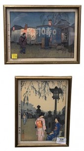PAIR OF TOSHI YOSHIDA WOODBLOC