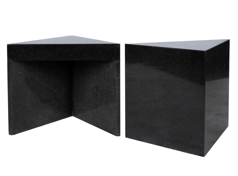 PAIR OF TRIANGULAR BLACK STONE