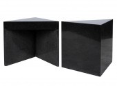 PAIR OF TRIANGULAR BLACK STONE
