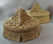 PAIR OF TUFTED CIRCULAR BANQUE