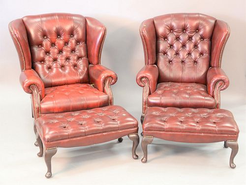PAIR OF TUFTED LEATHER