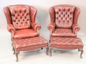 PAIR OF TUFTED LEATHER UPHOLST
