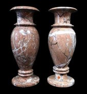 PAIR OF TURNED ONYX VASES, COM