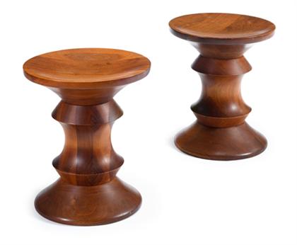 Pair of turned walnut " Time