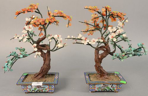PAIR OF TURQUOISE HARDSTONE TREES