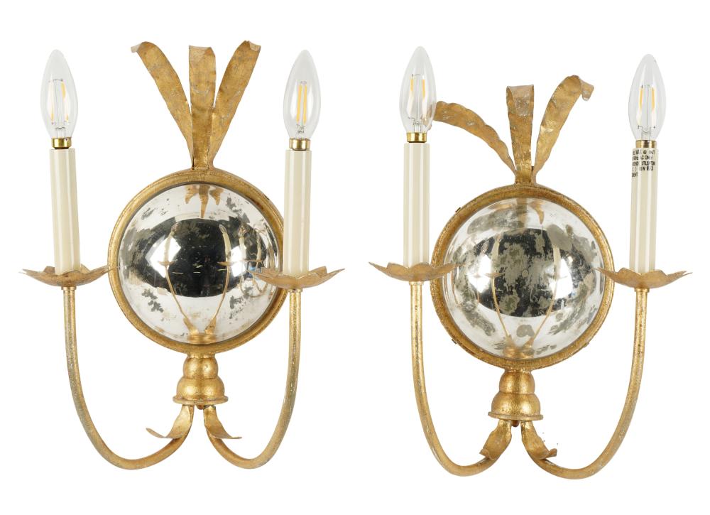 PAIR OF TWIN-LIGHT WALL SCONCESPair