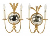 PAIR OF TWIN-LIGHT WALL SCONCE