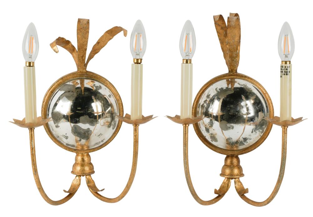 PAIR OF TWIN-LIGHT WALL SCONCESPair