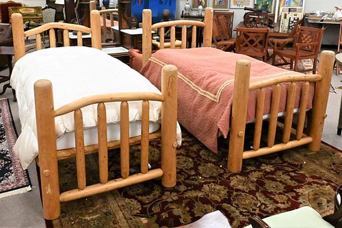 PAIR OF TWIN SIZE ADIRONDACK LOG