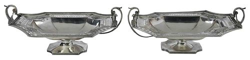 PAIR OF TWO HANDLED STERLING CAKE