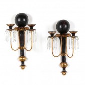 PAIR OF TWO LIGHT GILT DROP PR